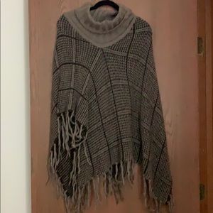 Brown and Tan Sweater Poncho